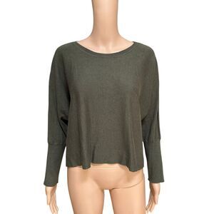 Cabi Cotton blend twofer olive green sweater pullover size L